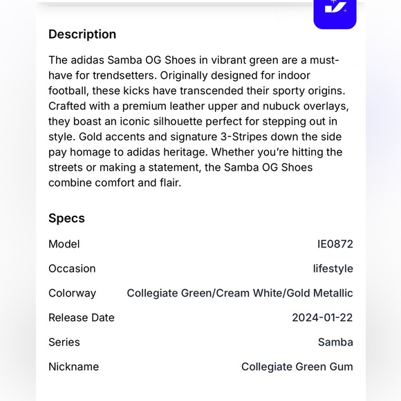 Adidas Collegiate Green Sambas Women’s size 9 - Picture 8 of 16